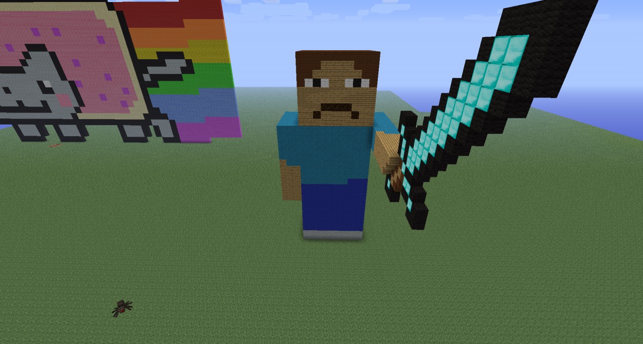 Giant steve with a diamond sword Minecraft Project